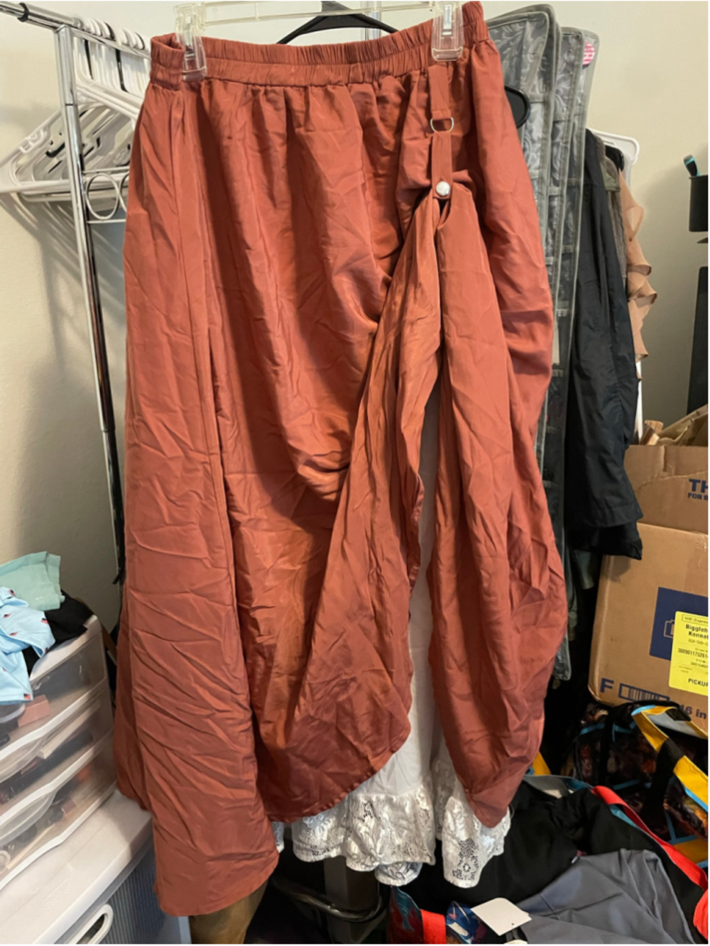 Women's Scarlet Darkness Rust 2XL Maxi Skirt with White Lace Trim